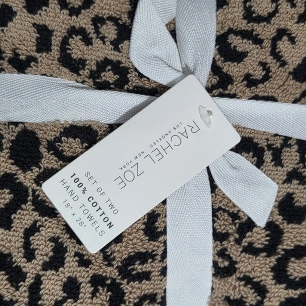 Rachel Zoe 8pc Leopard Cheetah Print Cotton Towel Set 2 Bath 2 Hand 4 Washcloths - Picture 12 of 12